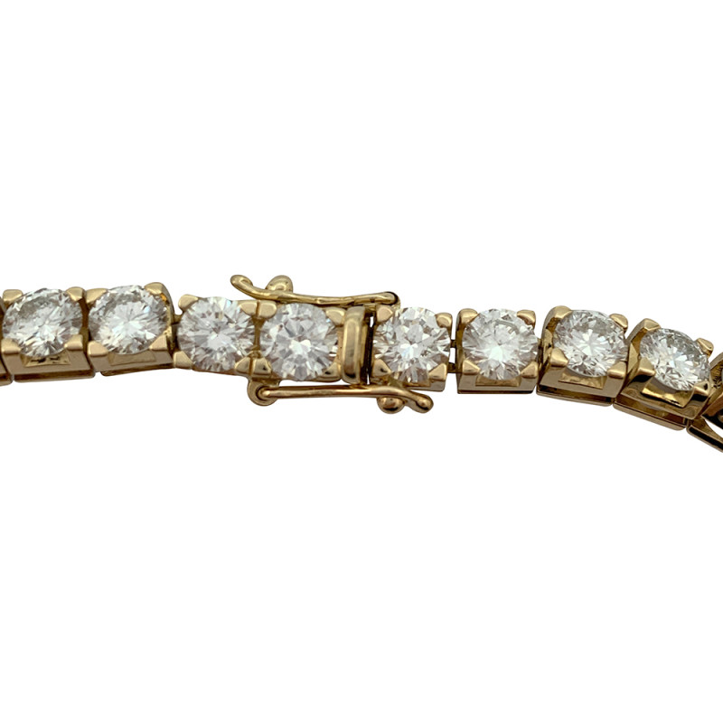 Yellow Gold Tennis Bracelet Set With Brilliants   Miller Bracelet Ligne Diamants Fermoir Ferme 30035 