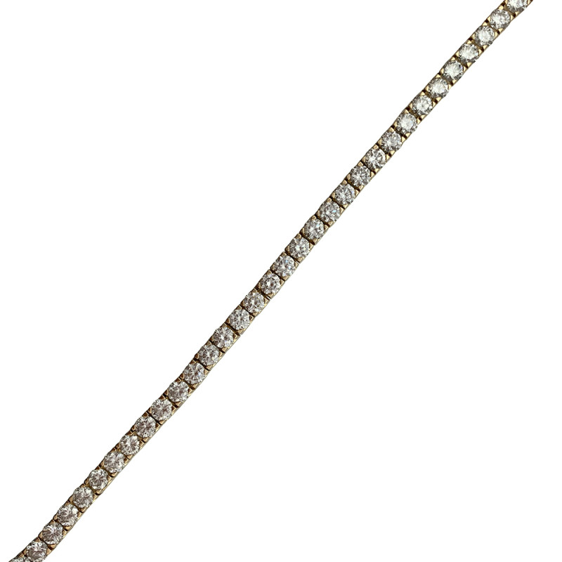 Yellow Gold Tennis Bracelet Set With Brilliants   Miller Bracelet Ligne Diamants Long 30035 