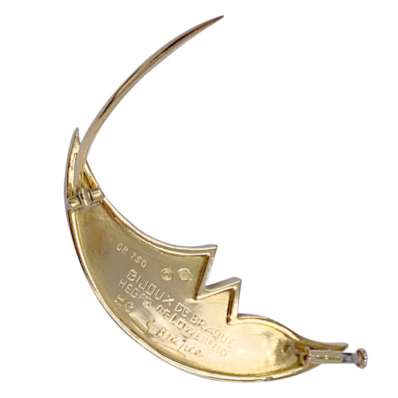 G. Braque yellow gold "Crescent Moon" brooch.