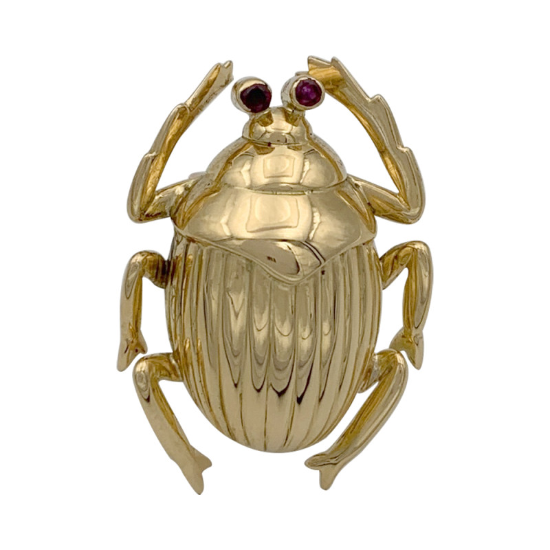 Vintage Beetle gold brooch.