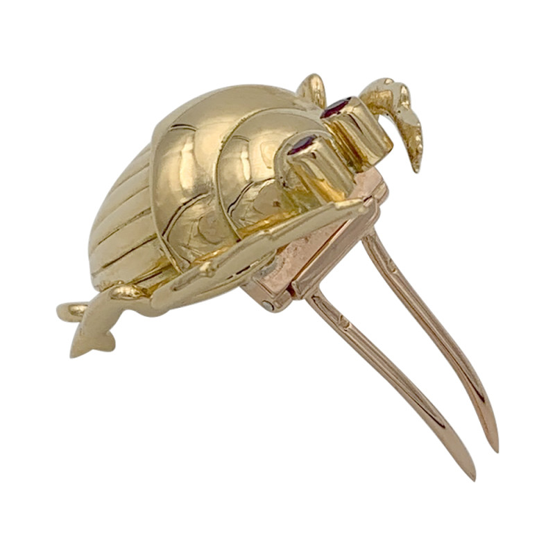 Vintage Beetle gold brooch.