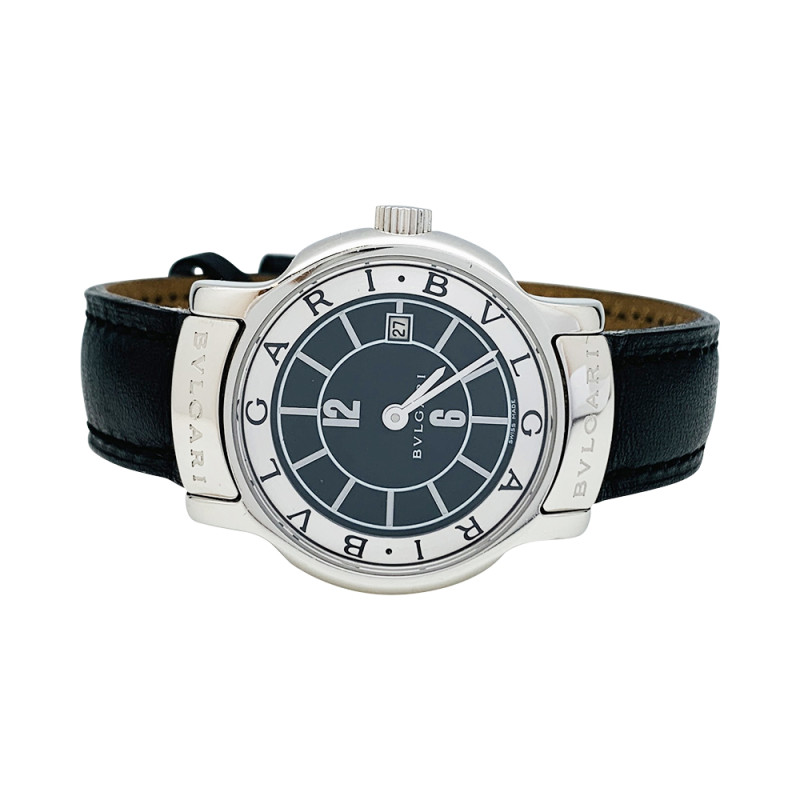 Stainless steel Bulgari “Solotempo” watch, leather. quartz