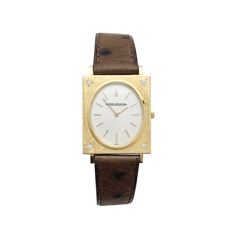 Yellow gold Jaeger Lecoultre watch, diamonds. 1970